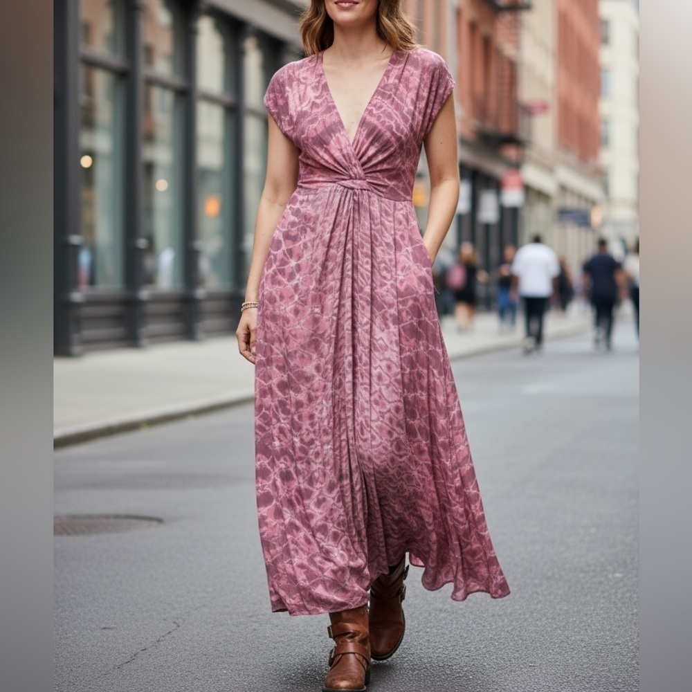 Young Fabulous & Broke Helena Tie-Dye Maxi Dress S Boho Elegance and Sunset Glam
